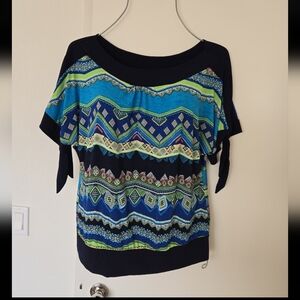Colorful Geometric Patterned Women's Top